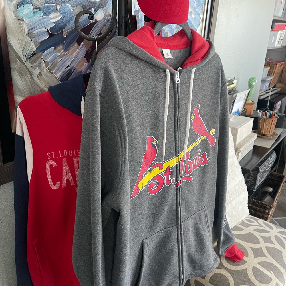 NEW MLB 2 PC St. Louis Cardinals baseball jacket hoodie and hat